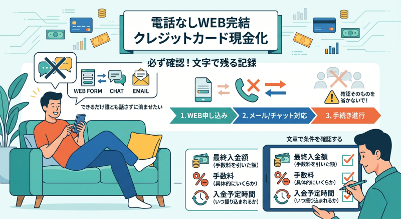 クレジットカード現金化を電話なしでも確認すべきこと