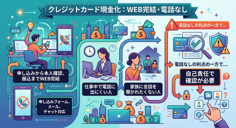 クレジットカード現金化は電話なしWEB完結できる?
