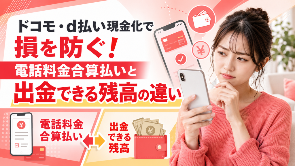 ドコモ・d払い現金化で損を防ぐ！電話料金合算払いと出金できる残高の違い