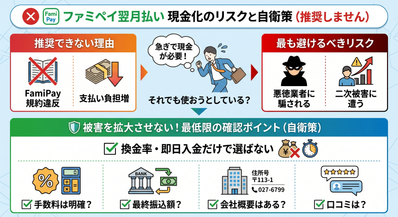 どうしてもファミペイ現金化業者を使いたいときの注意点