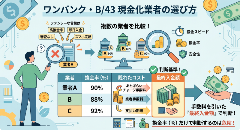 ワンバンク現金化業者比較のポイント・選び方