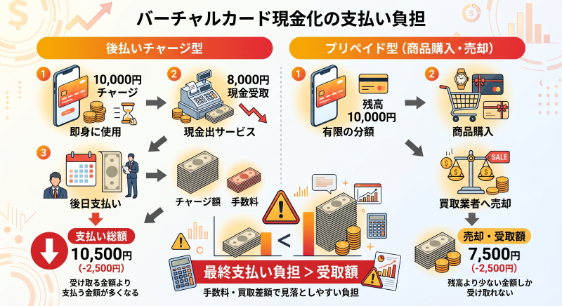 バーチャルカード現金化で注意したい支払い金額
