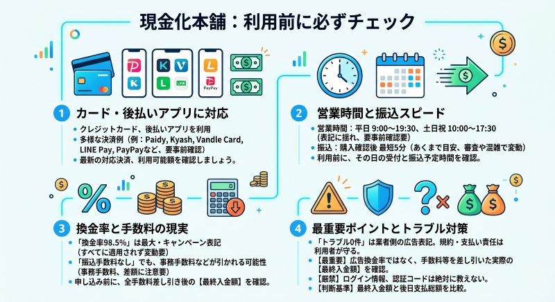 現金化本舗の特徴・FAQ