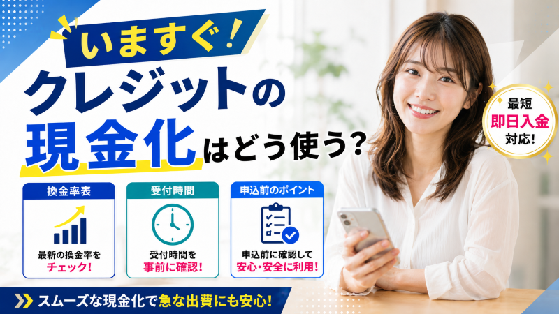 いますぐクレジットの現金化はどう使う？換金率表・受付時間・申込前のポイント