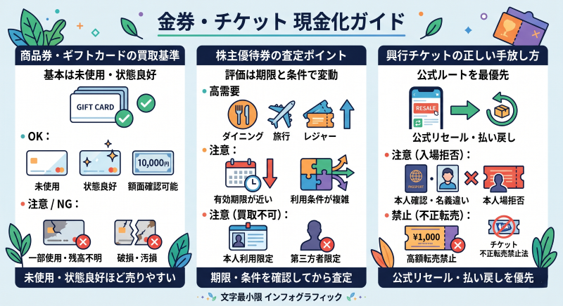 金券・チケット現金化の買取できる種類