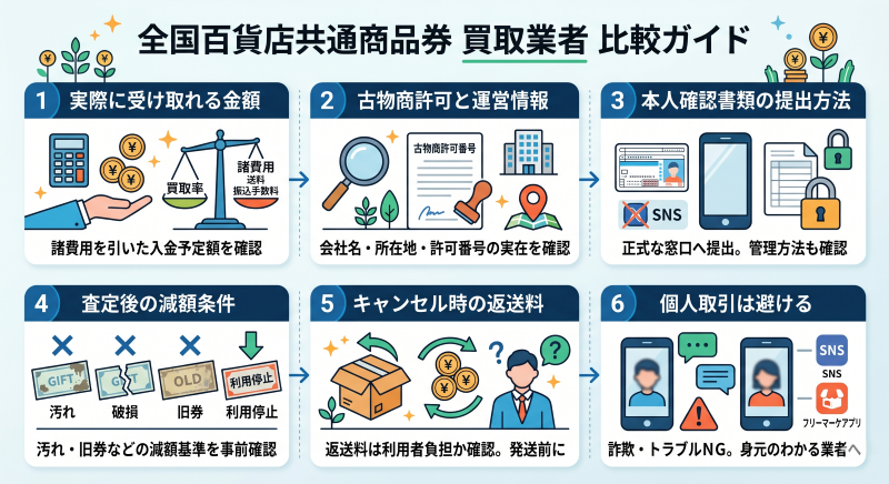 全国百貨店共通商品券買取の業者を比較すrポイント