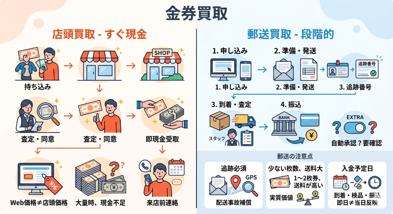 全国百貨店共通商品券買取について店頭と郵送の比較